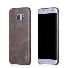 Samsung Galaxy S7 Edge - Vintage Brown PU Leather Slim Hard Phone Protective Cover Case